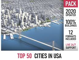 Top 50 Cities In Usa 3d Model Cgtrader