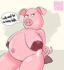 1girls absurd res anthro areola baconfetish'ntomato belly big  areola big belly big breasts big nipples bodily fluids breasts dark areola  digital media (artwork) domestic pig english text eyelashes female