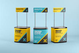 Promo Stand Mockup Set In 2020 Mockup Mockup Psd Supermarket Design