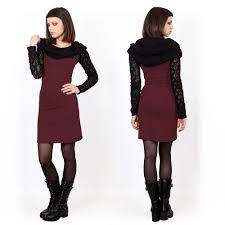 Comment porter une robe manche longue ? Robe Manches Longues Crochet Atmaa Bordeaux Et Noir