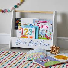 Personalised Children's Book Caddy Case, Bookshelf, 1st Birthday. Gift for  Kids. Furniture White Wooden Book Stand Nursery Decor