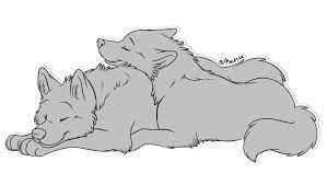 Free wolf couple lineart 3. Free Wolf Cuddle Lineart By Kaierra On Deviantart Wolf Drawing Animal Drawings Anime Wolf Drawing