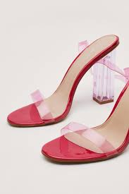 Clear Strap Round Toe Block Heels Nasty Gal