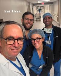 Teamwork makes the dream work! After a busy day in the hand rotation  clinic, Drs. Amanda Spielman, Amy Kells (attending), Anna Rose Johnson, and  Andrea Biaggi Ondina show that our residency program