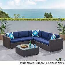 Outdoor sectional with navy cushions. Santa Rosa Outdoor 6 Piece Wicker Seating Sectional Set With Cushions By Christopher Knight Home On Sale Overstock 10913022