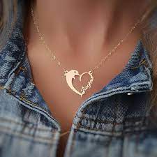 Personalized Heart Necklace Heart Engraved Necklace Heart Etsy Personalized Heart Necklace Engraved Necklace Puzzle Piece Necklace