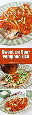 Sweet And Sour Pompano Fish With Homemade Sweet And Sour Sauce Garnished With Julienned Cucumber Pompano Fish Recipe Chinese Side Dishes Indian Prawn Recipes