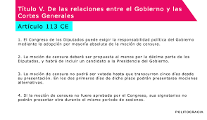 El objetivo de la moción de censura y la cuestión de confianza es comprobar el apoyo parlamentario que tiene un presidente del gobierno, aunque en el primer caso es la oposición quien la. Mocion De Censura Que Es Procedimiento Y Desarrollo