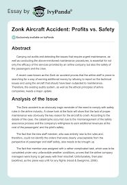 Zonk Aircraft Accident: Profits vs. Safety - 846 Words | Research Paper  Example
