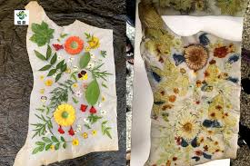 eco print 皮革花葉移印染 fashion women floral tops