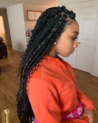 Black And Burgundy Bohemian Box Braids Hairbykeey On Instagram Bohemian Braids Braids With Curls Natural Hair Styles Hair Styles
