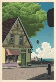 外国人 日本の版画テイストで宮崎監督作品の絵を描いてみた 海外の万国反応記 海外の反応 アニメの風景 ジブリ アートのアイデア