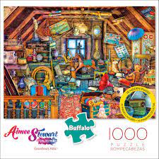 Quality sturdy boxes and puzzle pieces, modern folksy round tables images and more New 1000 Piece Jigsaw Puzzle Buffalo Aimee Stewart 26 X 19 Beachcombers Bounty Toys Hobbies Contemporary Puzzles