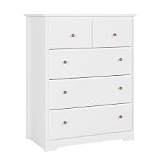 In a guest room, use a modern dresser to collect. Buy Homecho 5 Drawer Chest Tall Dresser Chest White Chest Of Drawers With Wide Storage Space Vertical Organizer Unit With Stable Wood Frame For Bedroom Closet Nursery Toddlers Room Online In Indonesia