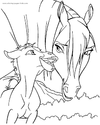 Cartoon mustang horse jumping horse with rider. Horses Coloring Book Page Horse With Her Foal