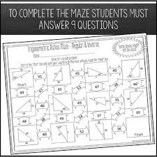 Trigonometric Ratios Sine Cosine Tangent Maze Solving Equations Theorems Maze