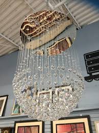 9 Light Wire With Crystal Ball Chandelier 35 X 60 Consignment Furniture Depot