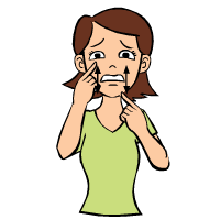 The palms face you and fingers are slightly separated. Sad