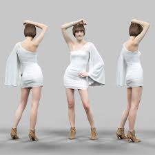 Girl In White Dress Posing 3d Model Girl Poses Model Poses