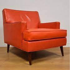 This Is A Mid Century Modern Orange Vinyl Lounge Chair With Dark Walnut Colored Legs In Th Mid Century Lounge Chairs Mid Century Chair Mid Century Modern Chair