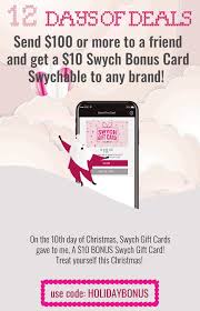 It has become an annual tradition and a great way for the chains to ensure that business remains brisk during and after the holiday season. Expired Swych Get 10 Card Free When Sending 100 Gift Card Using Promo Code Holidaybonus