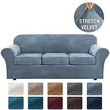 Amazon Com Modern Velvet Plush 4 Piece High Stretch Sofa Slipcover Strap Sofa Cover Furniture Protector Form Fit Lu Washable Sofa Slipcovered Sofa Sofa Covers