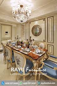 Set Meja Makan Mewah Jati Jepara Classic Dining Room Luxury Dining Room Italian Dining Room Decor