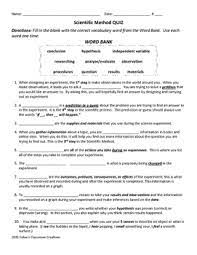 Scientific Methods Quiz Worksheets Teaching Resources Tpt