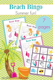 Summer Free Printable Bingo Cards For Kids Fun Summer Games Free Printable Beach Bingo Cards Beach Themed Party Bingo Cards Beach Themed Crafts