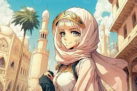 Beautiful anime manga girl in Dubai arabic dressed illustration generative  ai 23946840 Stock Photo at Vecteezy