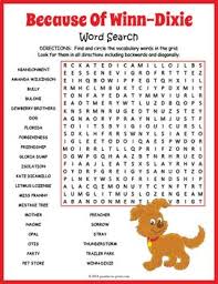 Because Of Winn Dixie Word Search Winn Dixie Dixie Book Activities