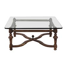 Gray glass top oval coffee table with wood shelf. 89 Off Glass Top Coffee Table Tables