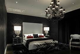 Gorgeous Modern Gothic Bedroom Furniture Completed With Bold Black Chandelier And Black White Stripe Gothic Decor Bedroom Gothic Bedroom Bedroom Decor Pictures
