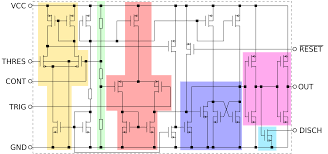 555 internal circuit consists of three series 5k resistors connected between the vcc and gnd. File Ne555 Bloc Diagram Svg Wikimedia Commons