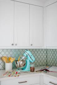Black And White Moroccan Tile Backsplash Light Blue Moroccan Trellis Backsplash Tiles Accented With Black Grout Line A White Quartz Counterto Light Blue Tile Blue Tile Backsplash Light Blue Backsplash