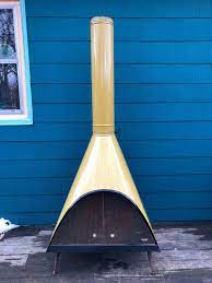 (photo by gridley + graves) the abstract door that leads to the nursery (originally an office) was recently designed and. Vintage Majestic Mid Century Modern Cone Fireplace Yellow Etsy Freestanding Fireplace Mid Century Modern Front Door With Screen