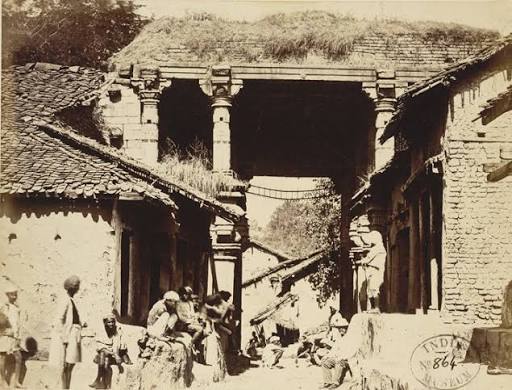 Photograph of the ghats and temples on the River Sipra at Ujjain, taken by George Edward Herne in 1869.