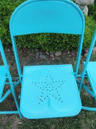 Vintage Aqua Chairs Metal Folding Chair Texas Star Turquoise Punched Seat Design On Etsy 38 00 Metal Folding Chairs Aqua Chair Metal Chairs
