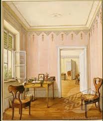 Interior Of House In Biedermeier Style Vienna Austria 19th Century Watercolour Interior Biedermeier Furniture Interior Design Art