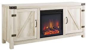 Get free shipping on qualified white fireplace tv stands or buy online pick up in store today in the heating, venting & cooling department. 58 Farmhouse Tv Stand With Barn Doors And Electric Fireplace Farmhouse Entertainment Centers And Tv Stands By Homesquare Houzz