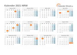 Die folgenden kalender 2021 zum ausdrucken eignen sich sowohl als vorlage für den ganzseiten ausdruck im din a4 querformat also auch für den. Feiertage 2021 Nordrhein Westfalen Kalender