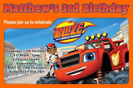 Parents need to know that blaze and the monster machines is an animated preschool series that teaches kids about science, technology, engineering, and math concepts through the adventures of monster truck and human characters. Personalised Blaze And The Monster Machines Party Invites Invitations 4 Kids