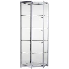 Habitat 1 glass door corner display cabinet. 650mm Wide Corner Display Case Access Displays
