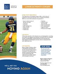 Our multidisciplinary team of health professionals can assist you with a wide range of issues ranging from new to old injuries, nutrition advice, surgical consultations. Baylor Sports Medicine Collateral On The Art Institutes Portfolios Sports Medicine Medicine Baylor