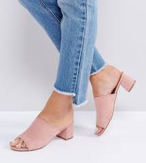New Look Wide Fit Heeled Mule Sandals Pink New Look Heels Heeled Mules Sandals Heeled Mules