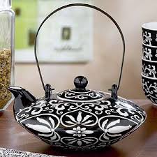 Black And White Teapot Set Black White Hand Painted Teapot Tea Pots Painted Teapot Tea