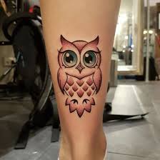 Traditional small owl on branch tattoo design for leg. 15 Cute Owl Tattoo Designs And Meanings Styles At Life