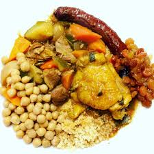 Chicken with lemon, served with couscous and vegetables. Moroccan Couscous Royale My Sweet Graces