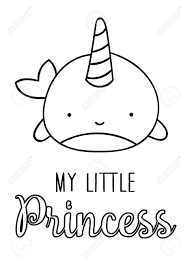 Narwhal coloring pages are a great way to learn about this interesting sea creature. Coloring Pages Black And White Cute Kawaii Hand Drawn Narwhal Royalty Free Cliparts Vectors And Stock Illustration Image 142504916