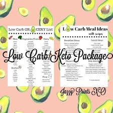 Low Carb Keto Package Instant Download Low Carb Grocery Low Carb Grocery List Low Carb
